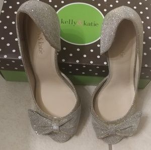 Kelly&Kate Silver Glitter Heels